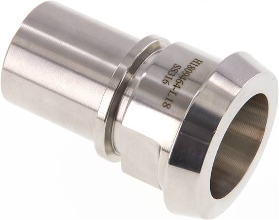 DIN 11851 Sanitary (Dairy) Fitting 50mm Cone x 1 1/4 inch (32 mm) Hose Pillar Stainless Steel Safety Collar