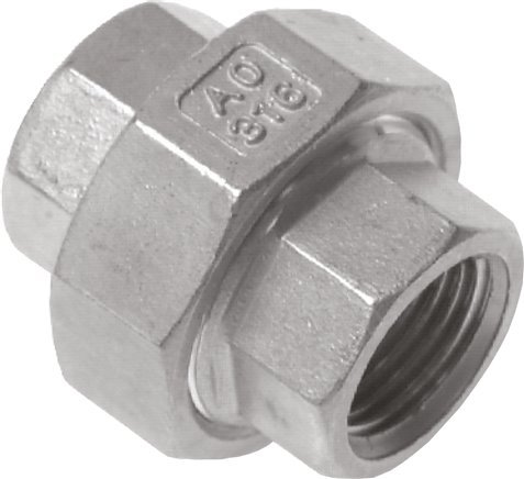 Union Straight Connector Rp4'' Female Stainless Steel Flat Seal PTFE 16bar (224.8psi)