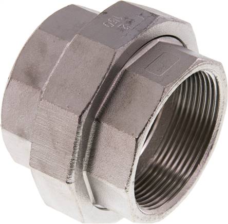 Union Straight Connector Rp2'' Female Stainless Steel Flat Seal PTFE 16bar (224.8psi)