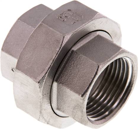 Union Straight Connector Rp1'' Female Stainless Steel Flat Seal PTFE 16bar (224.8psi)