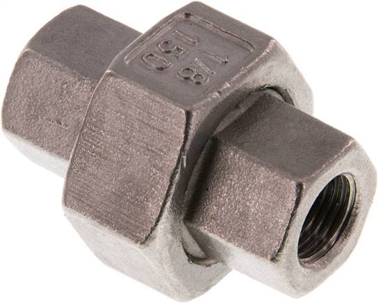 Union Straight Connector Rp1/8'' Female Stainless Steel Flat Seal PTFE 16bar (224.8psi)