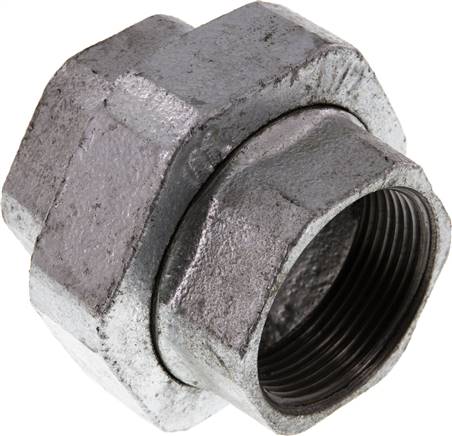 Racor recto de unión Rp1 1/2'' hembra hierro fundido junta plana 25bar (351.25psi)