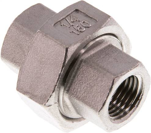 Union Straight Connector Rp1/4'' Female Stainless Steel Flat Seal PTFE 16bar (224.8psi)