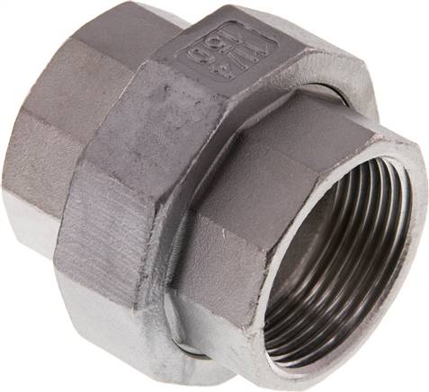 Union Straight Connector Rp1 1/4'' Female Stainless Steel Flat Seal PTFE 16bar (224.8psi)