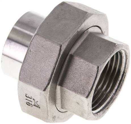 Union Straight Connector Rp1'' Female x 33.7mm Weld End Stainless Steel Conical Seal 16bar (224.8psi)