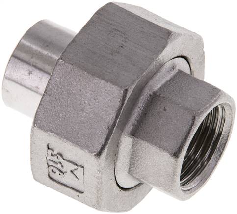 Union Straight Connector Rp3/8'' Female x 17.2mm Weld End Stainless Steel Conical Seal 16bar (224.8psi)