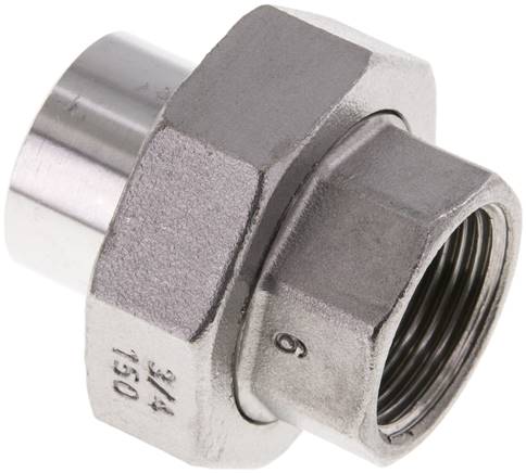 Racor recto de unión Rp3/4'' Hembra x 26.9mm Extremo para soldar Acero inoxidable Junta cónica 16bar (224.8psi)