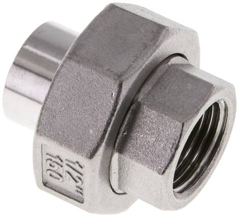 Union Straight Connector Rp1/2'' Female x 21.3mm Weld End Stainless Steel Conical Seal 16bar (224.8psi)