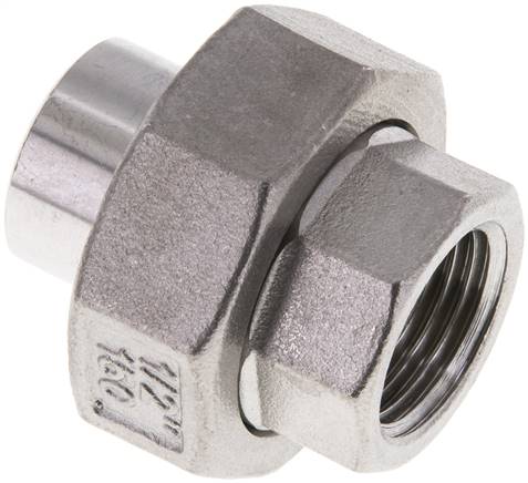 Gerader Verschraubungsstutzen Rp1/2'' Innengewinde x 21.3mm Schweissende Edelstahl Flachdichtung PTFE 150bar (2107.5psi)