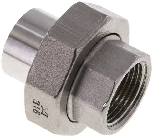 Union Straight Connector Rp3/4'' Female x 26.9mm Weld End Stainless Steel Flat Seal PTFE 150bar (2107.5psi)