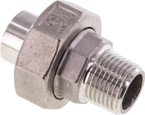 Union Straight Connector R1/2'' Male x 21.3mm Weld End Stainless Steel Conical Seal 16bar (224.8psi)