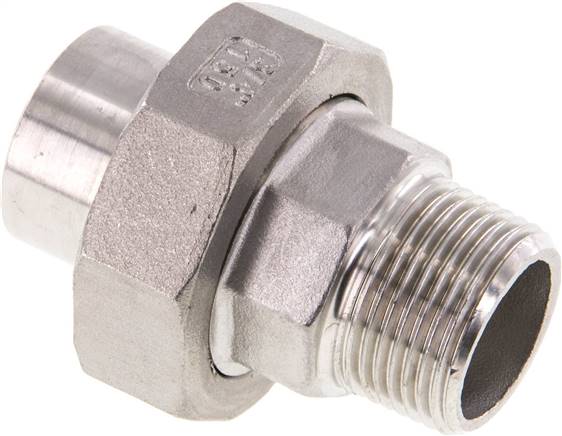 Raccord union droit R3/4'' mâle x 26.9mm extrémité à souder joint conique en acier inoxydable 16bar (224.8psi)