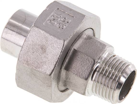 Union Straight Connector R3/8'' Male x 17.2mm Weld End Stainless Steel Conical Seal 16bar (224.8psi)