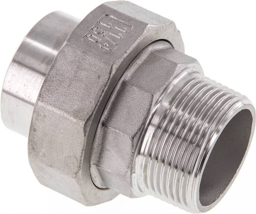 Conector recto de unión R1 1/4'' macho x 42,4 mm extremo para soldar Junta cónica de acero inoxidable 16bar (224,8psi)