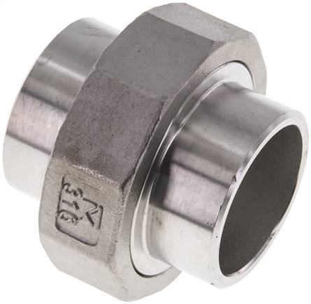 Union Straight Connector 42.4mm Weld End Stainless Steel Conical Seal 16bar (224.8psi)