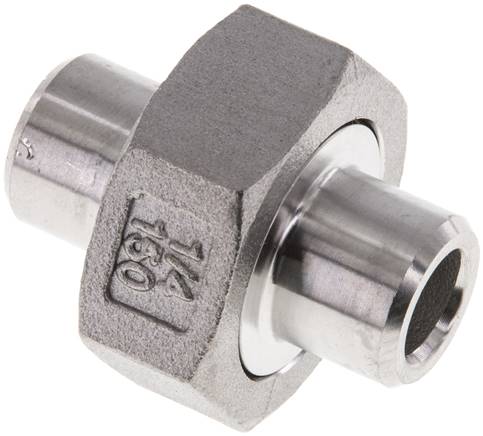 Union Straight Connector 13.5mm Weld End Stainless Steel Conical Seal 16bar (224.8psi)