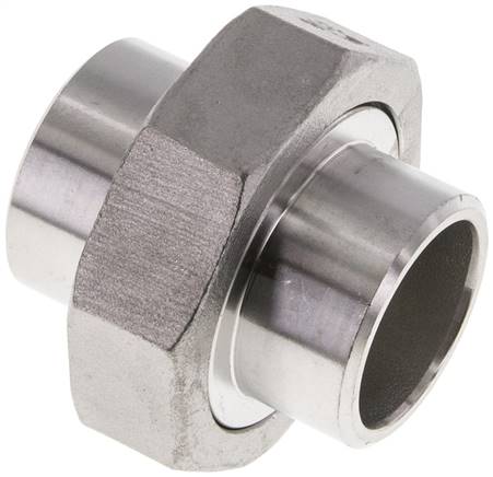 Union Straight Connector 33.7mm Weld End Stainless Steel Conical Seal 16bar (224.8psi)