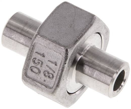 Union Straight Connector 10.2mm Weld End Stainless Steel Conical Seal 16bar (224.8psi)