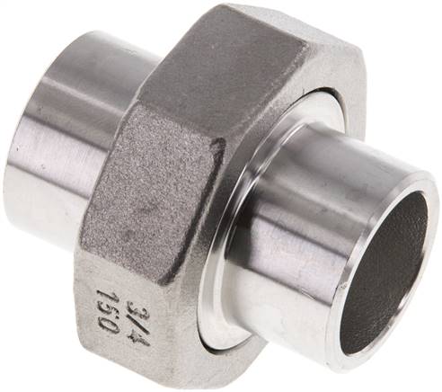 Union Straight Connector 26.9mm Weld End Stainless Steel Conical Seal 16bar (224.8psi)