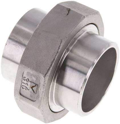 Union Straight Connector 48.3mm Weld End Stainless Steel Conical Seal 16bar (224.8psi)