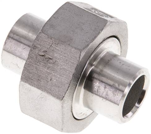 Union Straight Connector 17.2mm Weld End Stainless Steel Conical Seal 16bar (224.8psi)