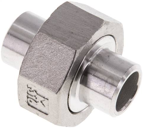 Union Straight Connector 17.2mm Weld End Stainless Steel Flat Seal PTFE 16bar (224.8psi)