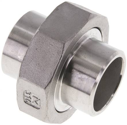 Racor recto de unión 33,7 mm Extremo para soldar Acero inoxidable Junta plana PTFE 16bar (224,8psi)