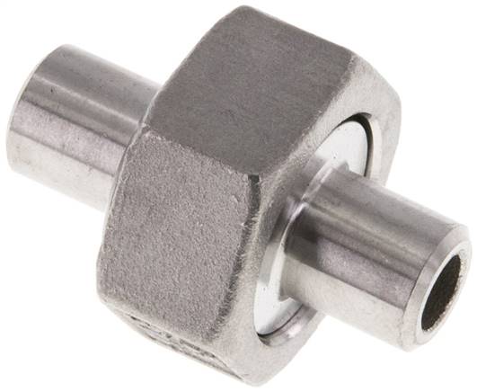 Union Straight Connector 10.2mm Weld End Stainless Steel Flat Seal PTFE 16bar (224.8psi)