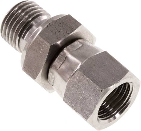 JIC Reducing Nipple UNF 1/2''-20 Female x G1/4'' Male Adjustable Stainless Steel 275bar (3863.75psi)