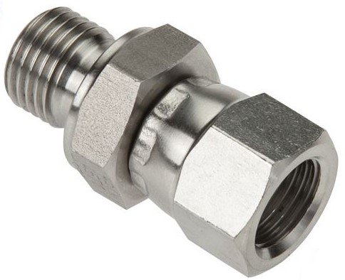 JIC Reducing Nipple UNF 7/16''-20 (Dash Size 4) Female x G1/8'' Male Adjustable Stainless Steel 310bar (4355.5psi)