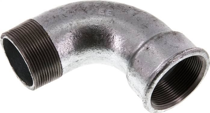 Racor acodado de 90 grados 2'' macho R x hembra Rp corto hierro fundido 25bar (351.25psi)