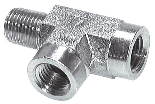 Tee Fitting 1/8'' NPT Male x Female Steel 350bar (4917.5psi)