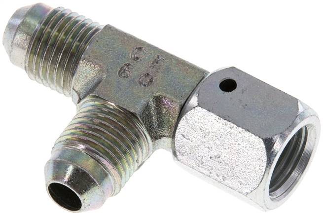 JIC Tee Fitting UNF 1/2''-20 (Dash Size 5) Female x Male Steel 350bar (4917.5psi)