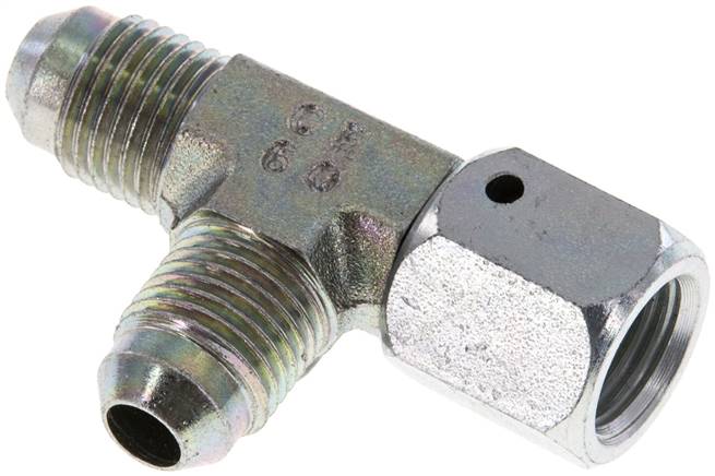 JIC Tee Fitting UNF 1/2''-20 Female x Male Steel 350bar (4917.5psi)