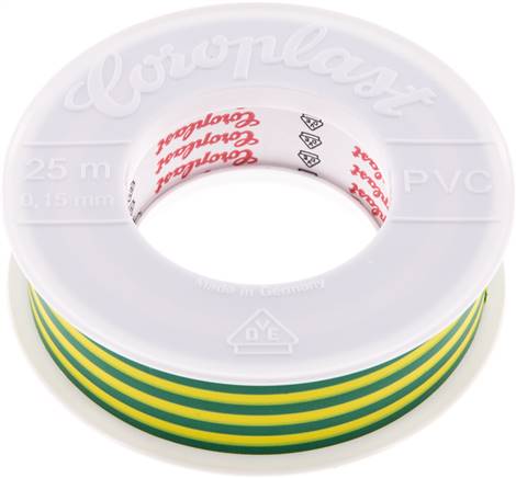 Electrical Insulation Tape VDE-tested 25mm/25m Green/Yellow