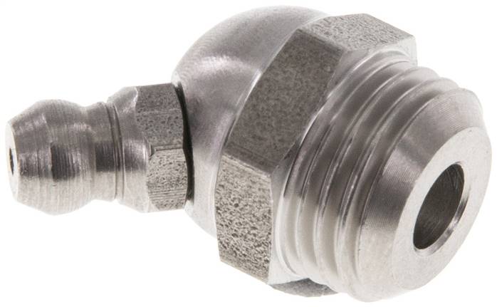 Graisseur hydraulique coudé en acier inoxydable R 1/4 pouce DIN 71412