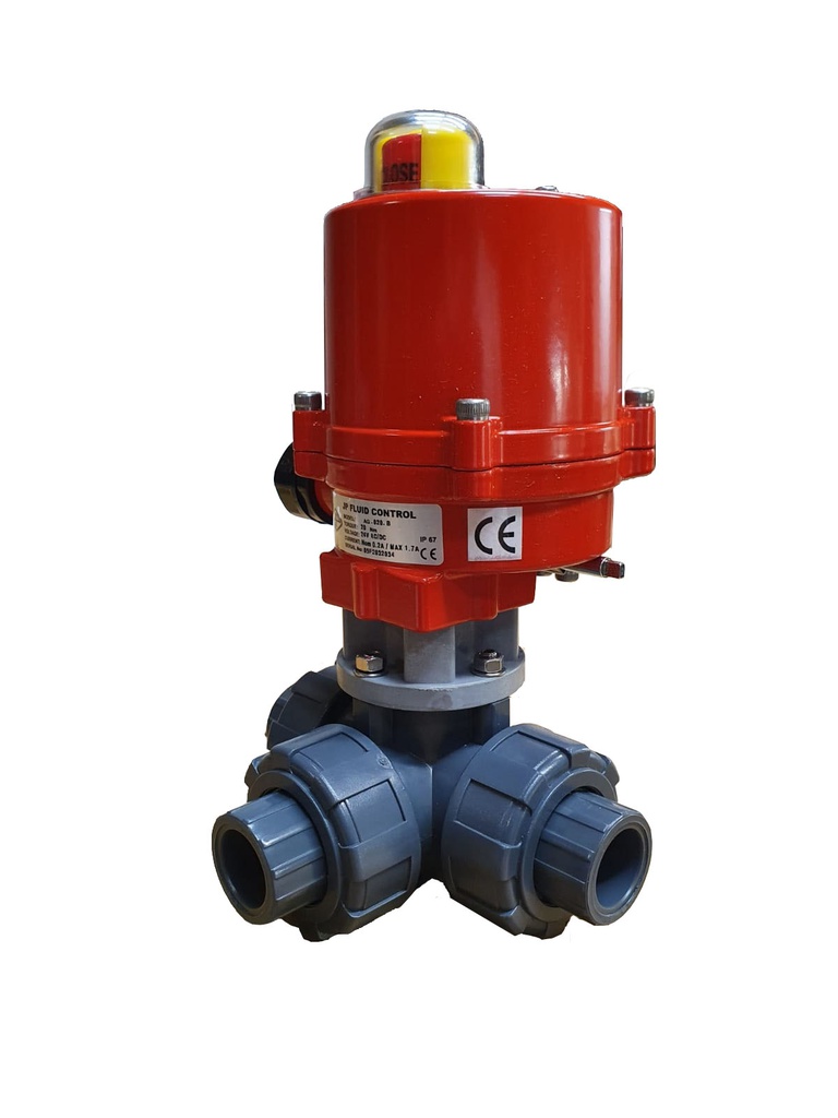 G 1/2 inch L-port 3-Way PVC Electric Ball Valve 100-240 V AC PTFE/EPDM