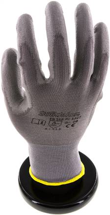 Protective Gloves Fine Knit PU Coating Grey Size 6