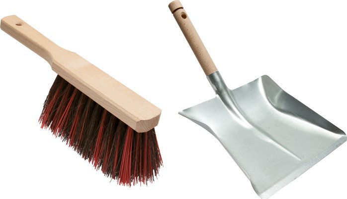 Wooden Hand Brush and Metal Dustpan Set