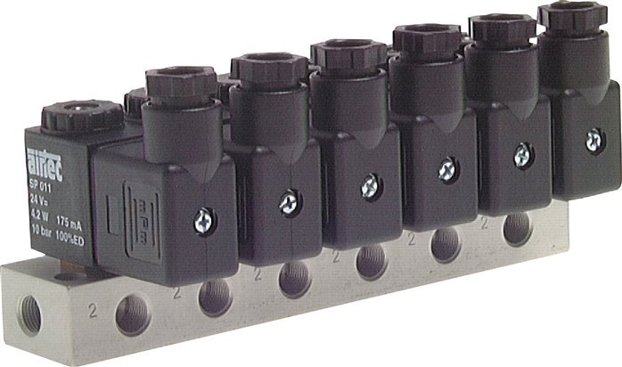 6x3/2 G1/8'' NC-Magnetventil 24V DC -0,95-10bar/-13,2-140psi Airtec