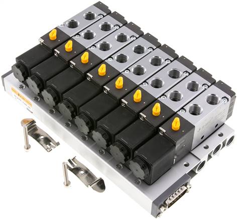G1/4'' 8x Terminal de válvulas neumáticas 24V DC 1.5-8bar/21.0-112psi Multipolar E.MC
