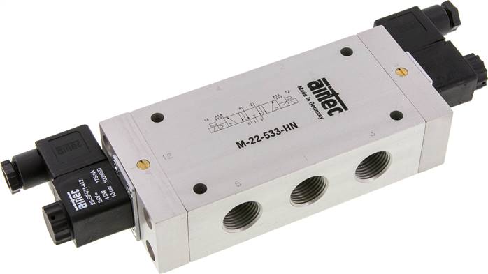 electrovanne centrale d'échappement 5/3 G1/2'' 24V DC 3-10bar/42-140psi Airtec