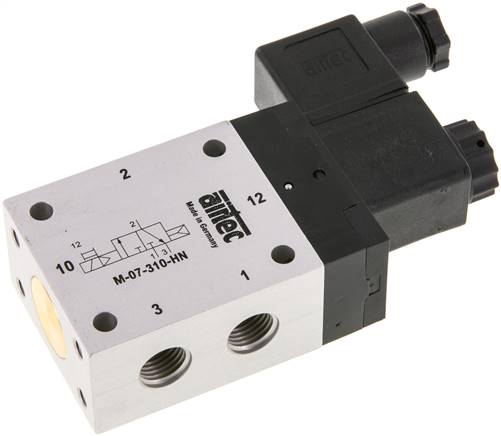 válvula solenoide 3/2 G1/4'' NC 12V DC 1.5-10bar/21.0-140psi Airtec