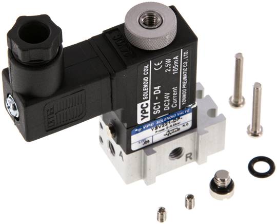 3/2 M5 NO Solenoid Valve 24V AC 0-8bar/0-112psi YPC