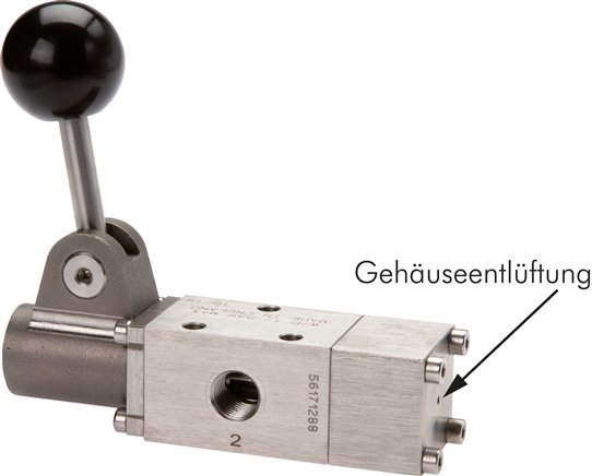 5/2 G1/4'' Handhebelventil Edelstahl Raste -0,95-12bar/-13,2-168psi