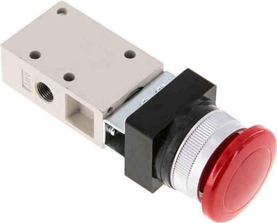 3/2 G1/8'' Palm Button Valve Red 0-8bar/0-112psi YPC