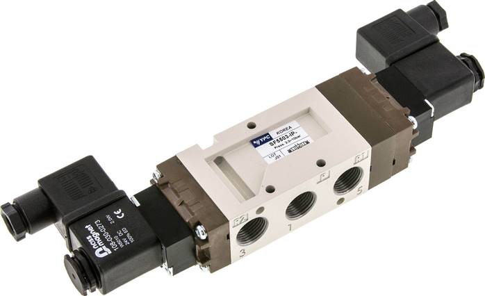 válvula solenoide de centro de presión 5/3 G3/8'' 230V AC 2-10bar/28-140psi YPC