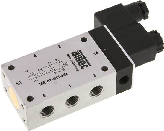 5/2 G1/4'' (G1/8'') Solenoid Valve External Pilot 24V DC -0.95-10bar/-13.2-140psi Airtec