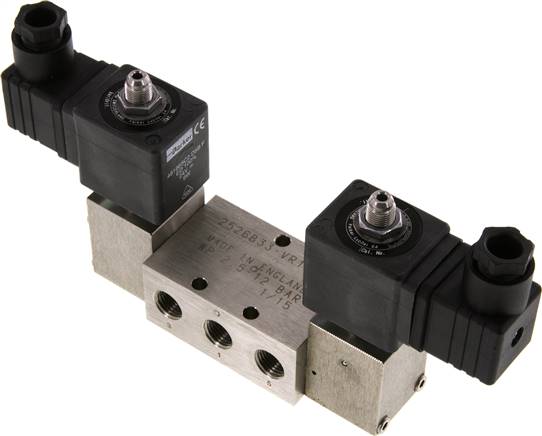 válvula solenoide biestable 5/2 G1/4'' Acero inoxidable 24V DC 2-12bar/28-168psi