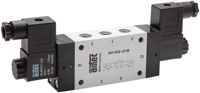 5/3 G1/2'' Abgas-Mittelmagnetventil 230V AC 3-10bar/42-140psi Airtec